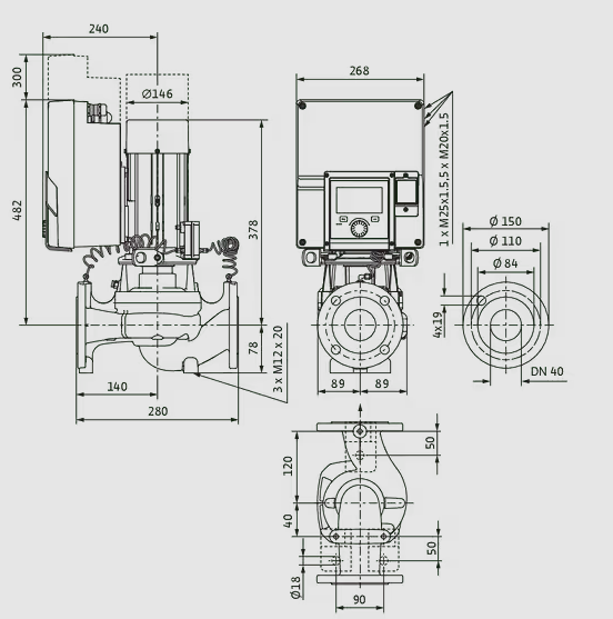WILO Heizungspumpe Stratos GIGA2.0-I 40/1-31/2,2 280mm - Art. 2204731