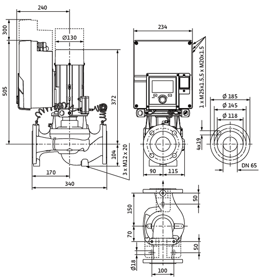 WILO Heizungspumpe  Stratos GIGA2.0-I 65/1-7/0,55-R1 340mm - Art. 2204866