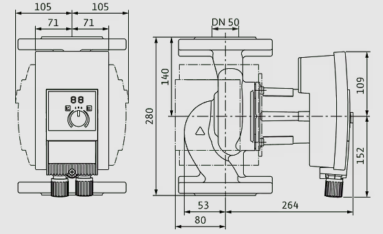 WILO Heizungspumpe Yonos MAXO plus 50/0,5-9 PN6/10 280mm - Art. 2120611