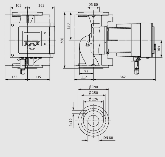 WILO Heizungspumpe Stratos MAXO 80/0,5-6 PN 6 360mm - Art. 2186212