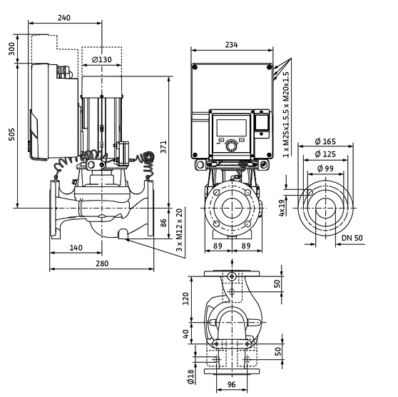 WILO Heizungspumpe Stratos GIGA2.0-I 50/1-10/0,55-R1 280mm - Art. 2204859