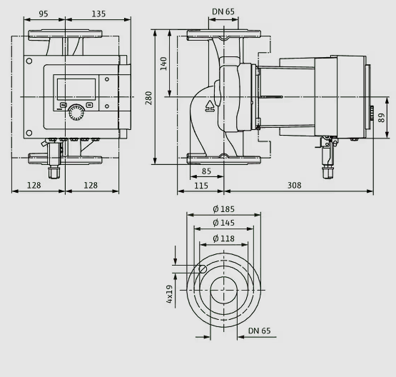 WILO Heizungspumpe Stratos MAXO 65/0,5-9 PN 6/10 280mm - Art. 2186209