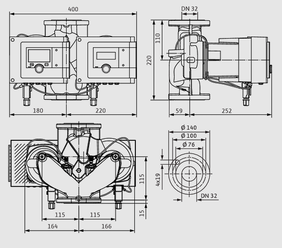 WILO Heizungspumpe Stratos MAXO-D 32/0,5-8 PN 6/10 220mm - Art. 2186224