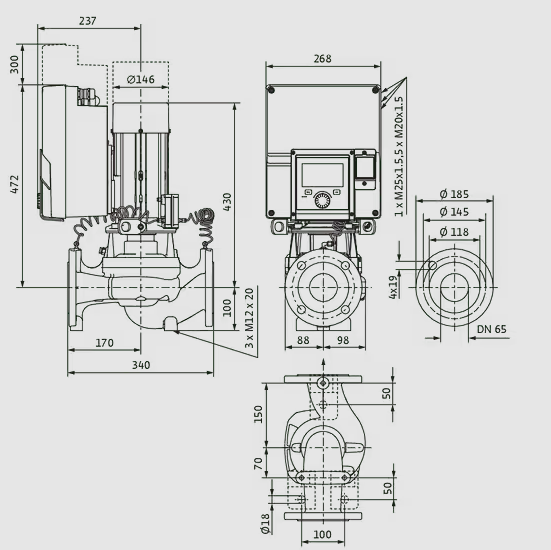 WILO Heizungspumpe Stratos GIGA2.0-I 65/1-25/2,2-R1 340mm - Art. 2204870