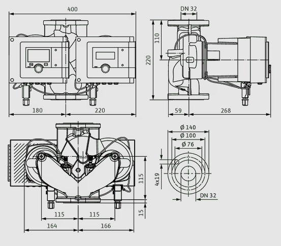 WILO Heizungspumpe Stratos MAXO-D 32/0,5-12 PN 16 220mm - Art. 2186292