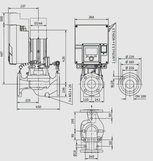 WILO Heizungspumpe Stratos GIGA2.0-I 100/1-20/3,0 450mm - Art. 2204765