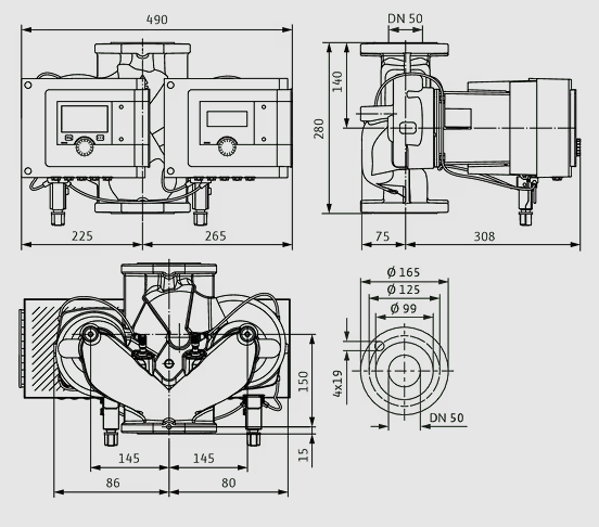 WILO Heizungspumpe Stratos MAXO-D 50/0,5-9 PN 6/10 280mm - Art. 2186231