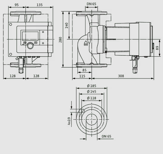 WILO Heizungspumpe Stratos MAXO 65/0,5-9 PN 16 280mm - Art. 2186281