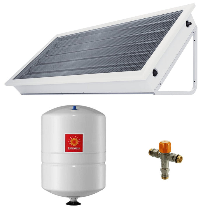 Pleion Ego 220 Weiß – Solarthermie-Kollektor mit natürlicher Zirkulation (Thermosiphon), 210 Liter Speicher, inkl. Installationszubehör