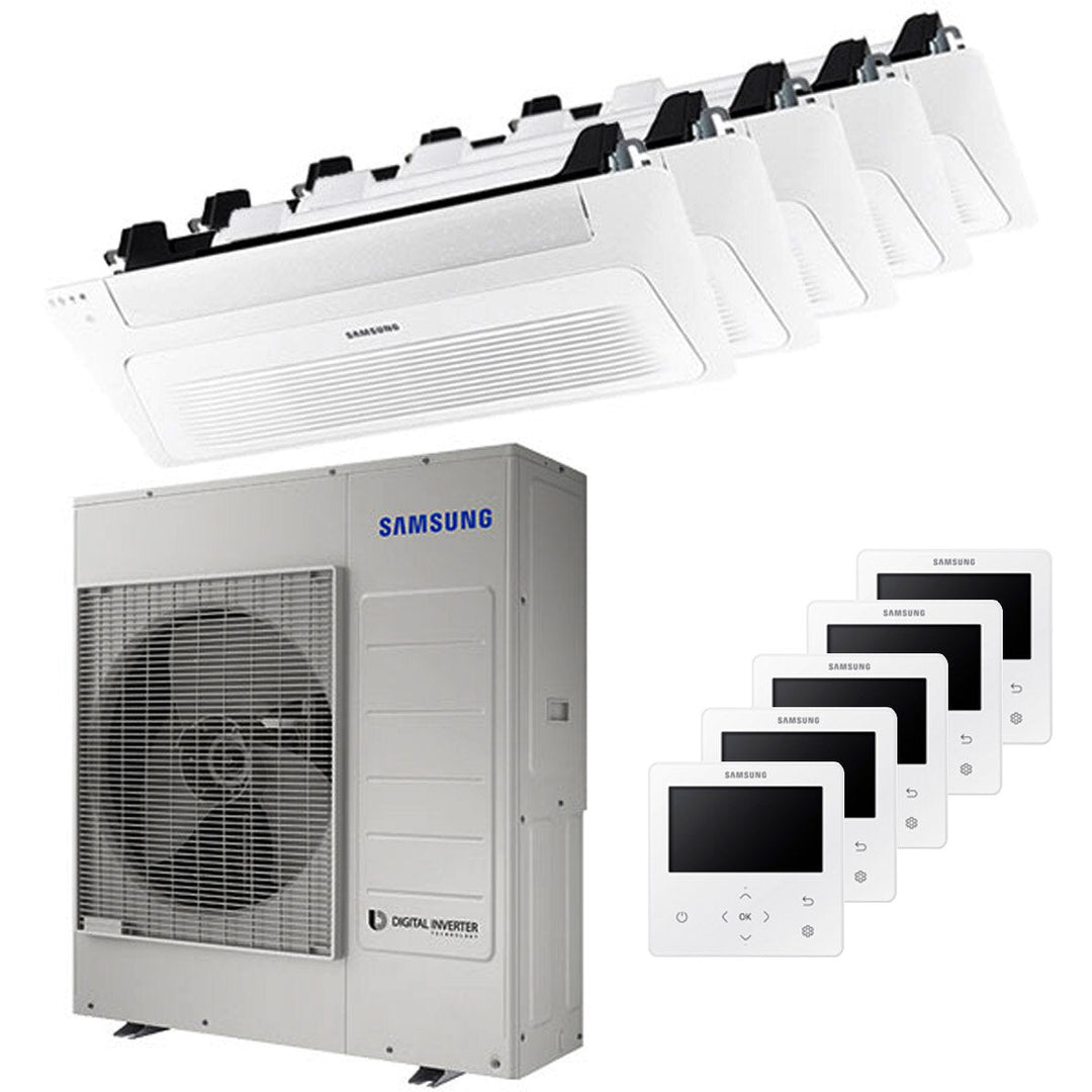 Samsung Kassettengerät WindFree 1 Weg 9000+9000+9000+9000+12000 BTU – Multisplit-Klimagerät (5x), 10/12 kW, R32, A++/A+