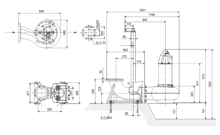 GRUNDFOS Tauchmotorpumpe SL2.110.250.220.4.52L.N.51D.A Nr. 99776920