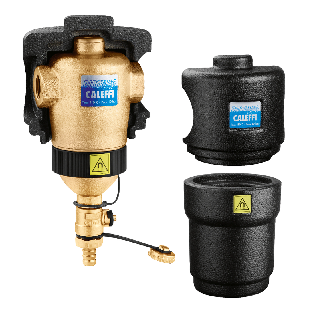 Caleffi DIRTMAG Schlammabscheider 1 1/2", Messing, mit Magnet und Dämmschale