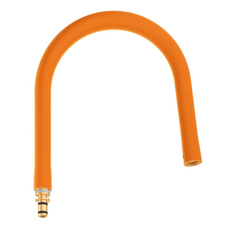 Grohe Flexibler Schlauch mit integrierter professioneller Brause, ausgestattet mit einem um 360° schwenkbaren Federschwenkarm, Farbe Orange, matte Ausführung 30321YR0