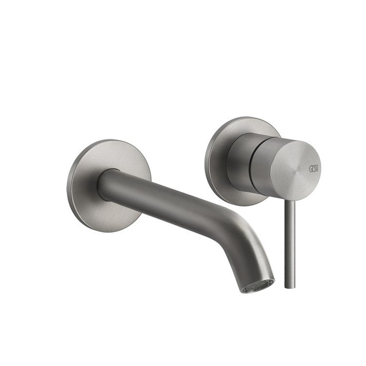 Gessi Wandwaschbeckenmischer mittlere Auslauf T. 15,6 cm, ohne Ablauf, Stahl gebürstet Oberfläche 316 FLESSA 54083#239