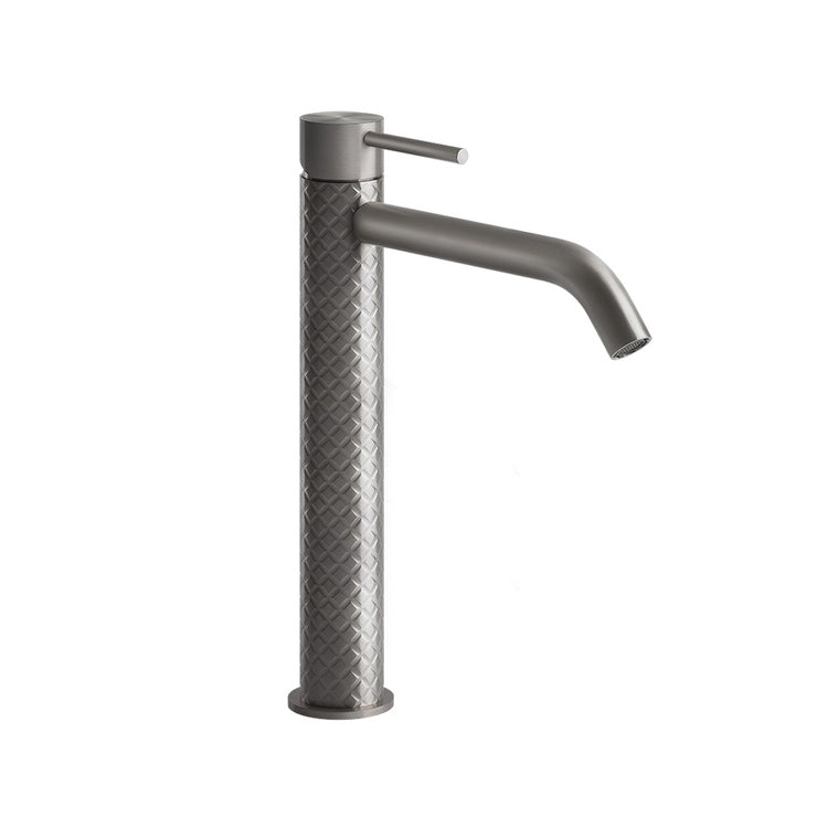 Gessi Waschbeckenmischer H. 31 cm T. 19 cm, ohne Ablauf, mit Anschlussflexleitungen, Stahl gebürstet Oberfläche 316 INTRECCIO 54106#239
