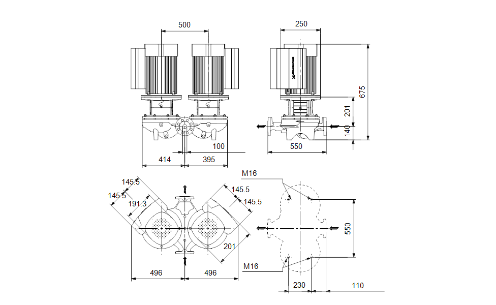 GRUNDFOS Einstufige Inlinepumpe  TPED 100-110/4 A-F-A-BQQE-JWA  Art. 99114632