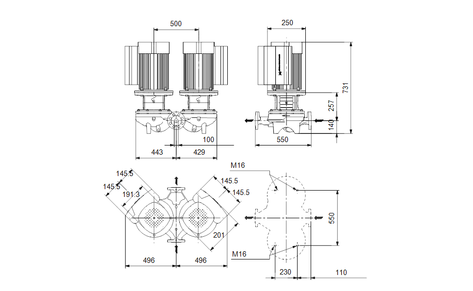 GRUNDFOS Einstufige Inlinepumpe  TPED 100-130/4 A-F-A-BQQE-KWA Art. 99114633