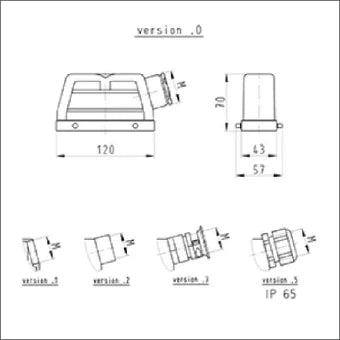 WIELAND 70.353.2435.1 Gehaeuse fuer rechteckige Steckverbinder 57 mm