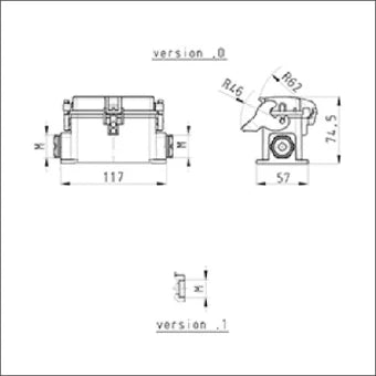 WIELAND 71.340.1635.1 Gehaeuse fuer rechteckige Steckverbinder 57 mm