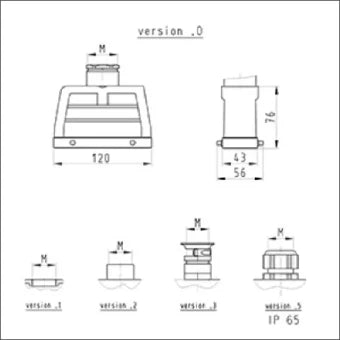 WIELAND 73.354.6435.1 Gehaeuse fuer rechteckige Steckverbinder 57 mm