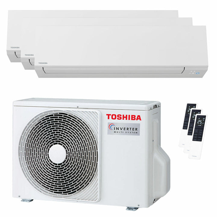 Toshiba SHORAI Edge White 7000+9000+16000 BTU – Multisplit-Klimagerät (3 Innengeräte), 5,2/6,8 kW, R32, A+++/A++, WLAN