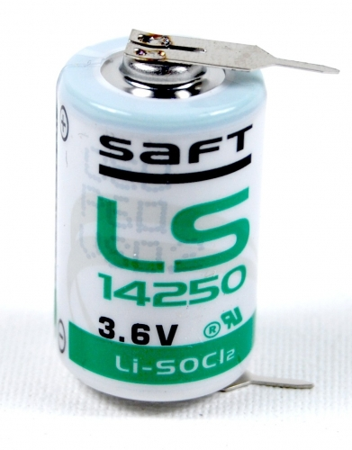 Saft Lithium Rundzelle LS14250 2PF mit 3,6 V und 1,2 Ah