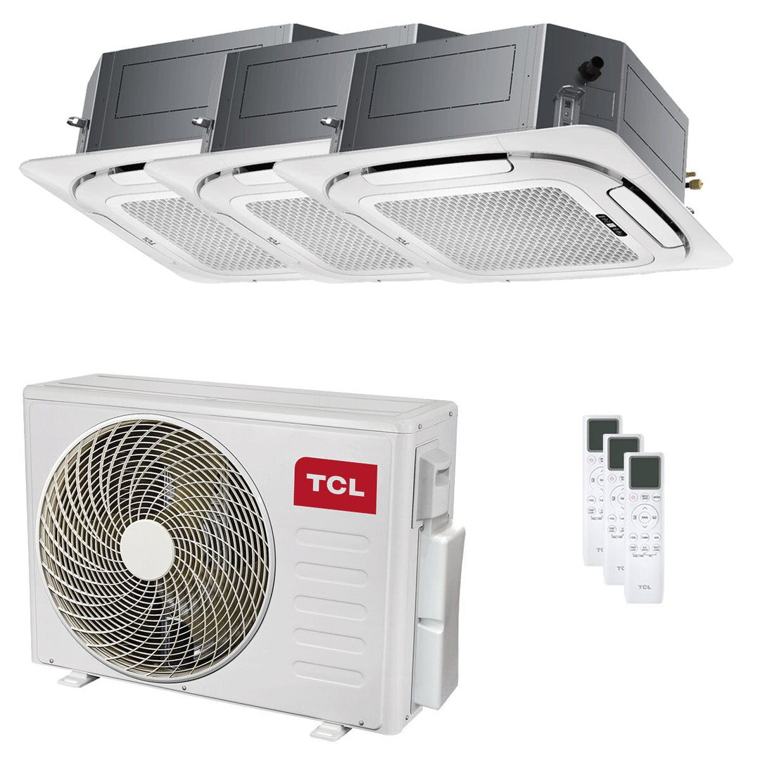 TCL Kassettengerät 4-Wege Serie S 9000+12000+18000 BTU – Multisplit-Klimagerät (3x), 8/8,4 kW, R32, A++/A+, WLAN