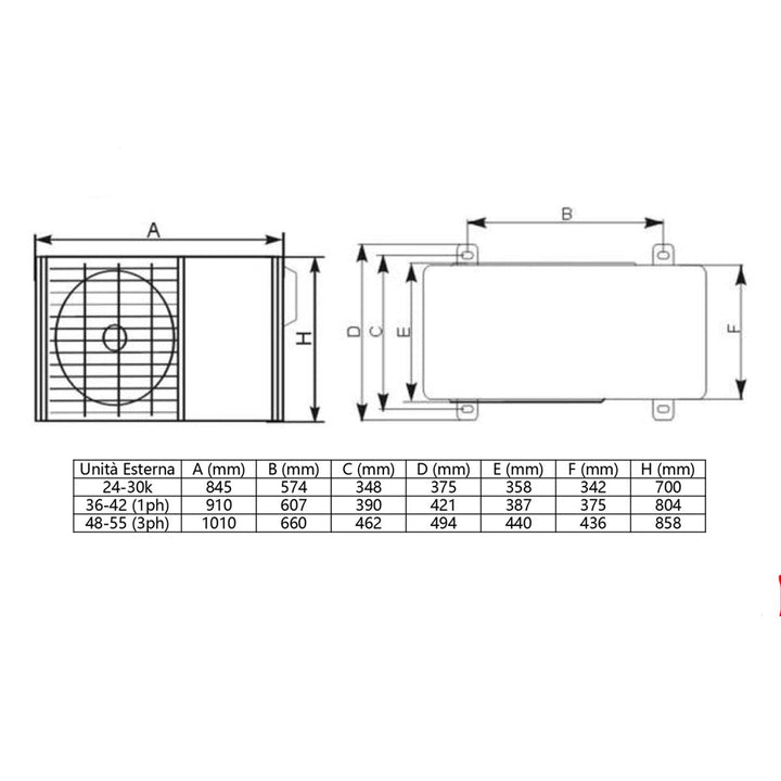 TCL Kanalgerät Serie D 24000 BTU – Split-Klimagerät, 7,03/8 kW, R32, A++/A+, WLAN