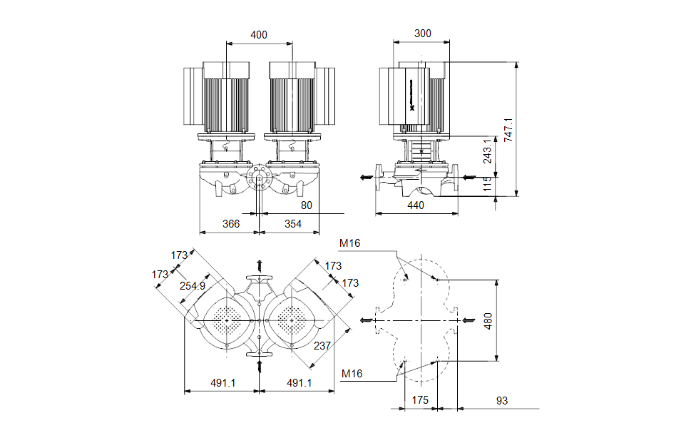 GRUNDFOS Einstufige Inlinepumpe  TPED 80-250/2 S-A-F-A-BQQE-MWB Art. 99132840