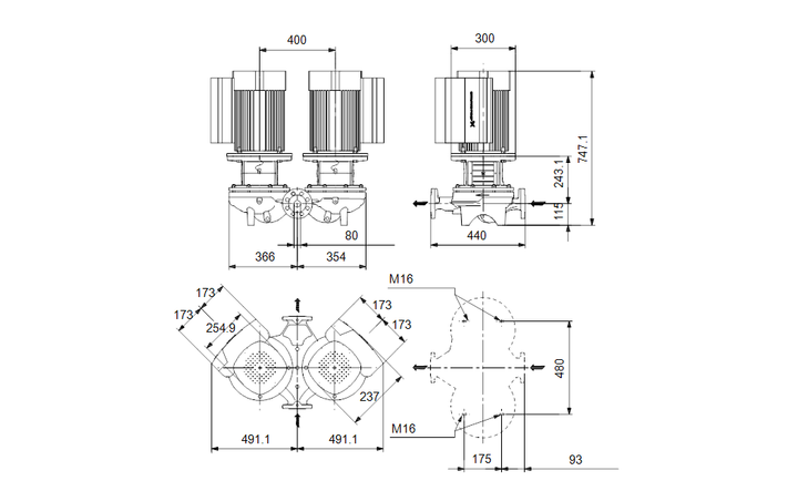 GRUNDFOS Einstufige Inlinepumpe  TPED 80-250/2 S-A-F-A-BQQE-MWB Art. 99132840