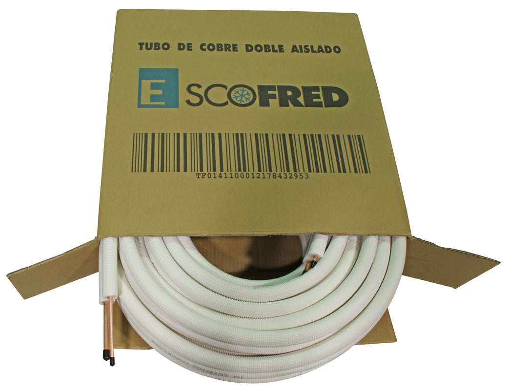 Escofred Isoliertes Kälte-Kupferrohr-Paar (Doppelrohr), Rolle 20 m, 1/2-5/8 0,8-1 TF01416