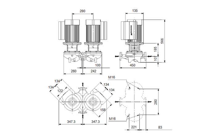 GRUNDFOS Einstufige Inlinepumpe  TPED 100-120/2 A-F-A-BQQE-IWB Art. 98958244