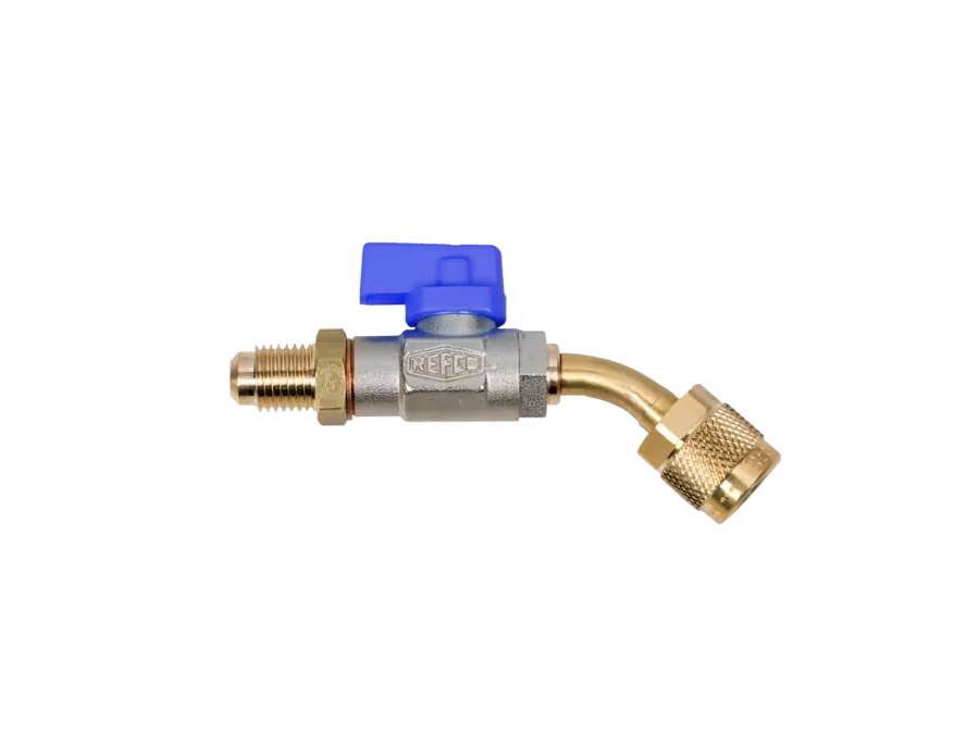 Refco Kugelhahn 1/4″ SAE AG/IG, 45°, blau, CA-1/4″SAE-B-45