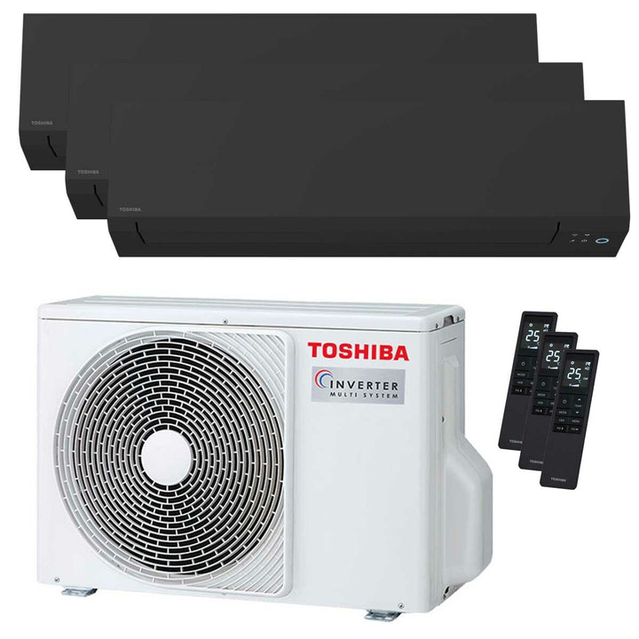 Toshiba SHORAI Edge Black 7000+9000+9000 BTU – Multisplit-Klimagerät (3 Innengeräte), 5,2/6,8 kW, R32, A+++/A++, WLAN