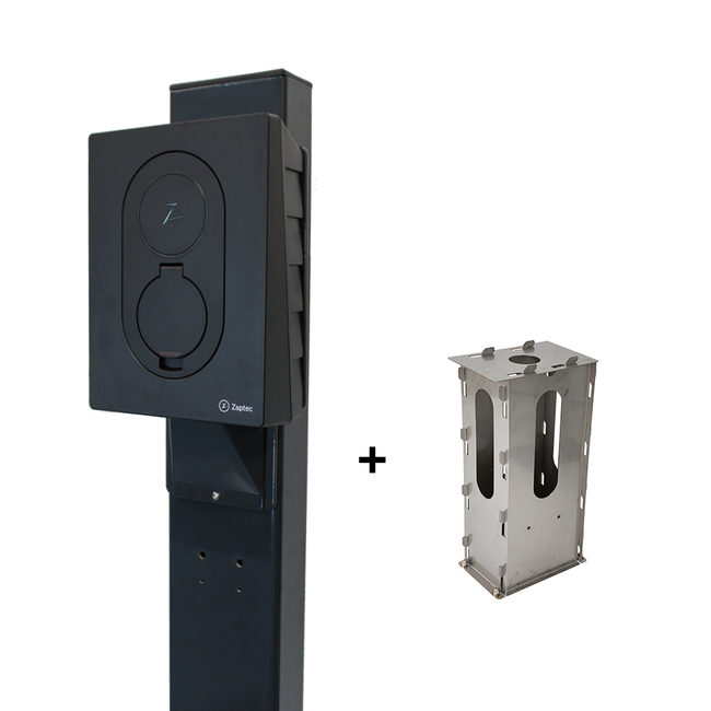 EV-Go | mounting pole | Zaptec Go Accessory | Metal | incl Pedestal | Matt Black