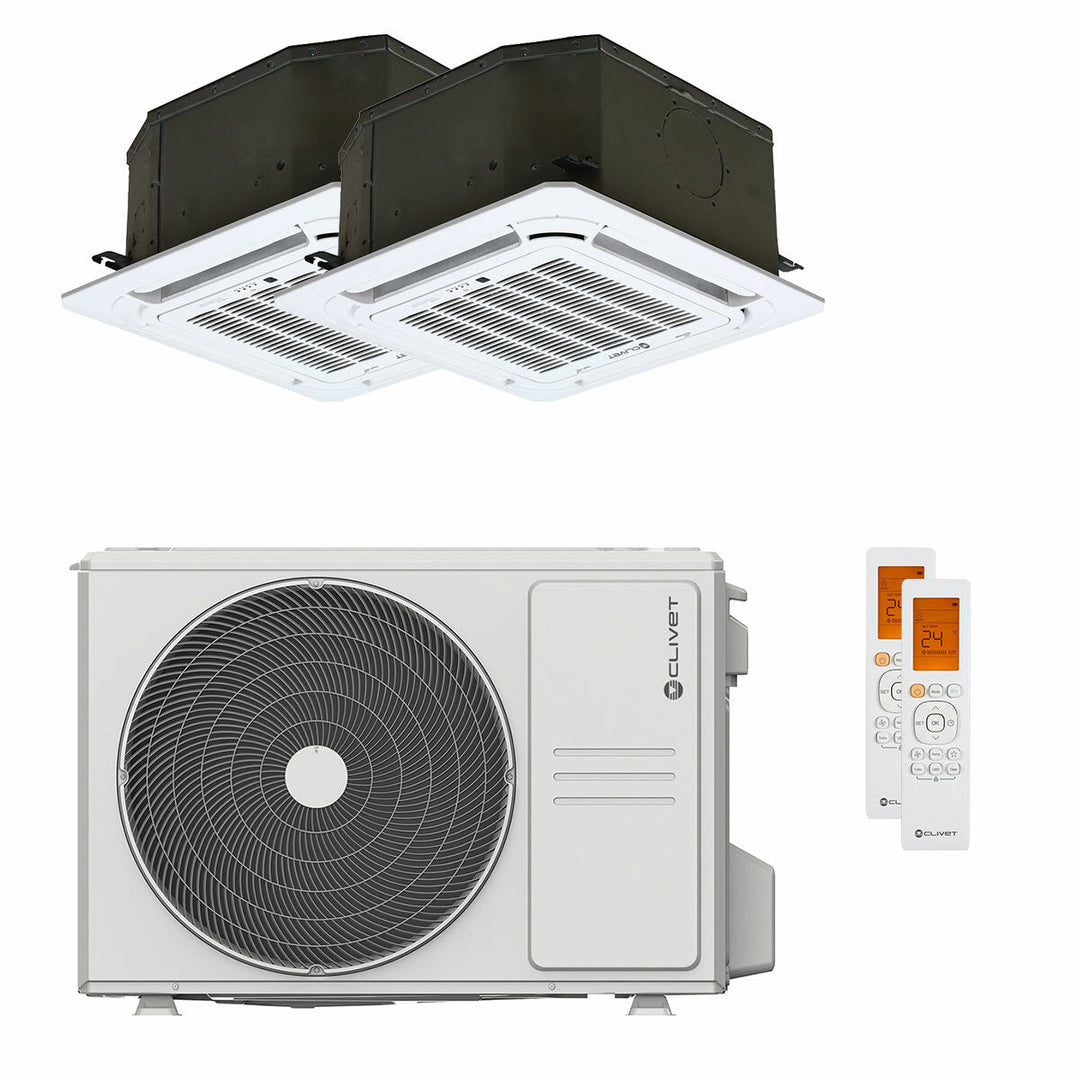 Clivet BOX 2 650x650 Kassettengerät 4-Wege 9000+12000 BTU – Multisplit-Klimagerät (2x), 4,1/4,5 kW, R32, A++/A+