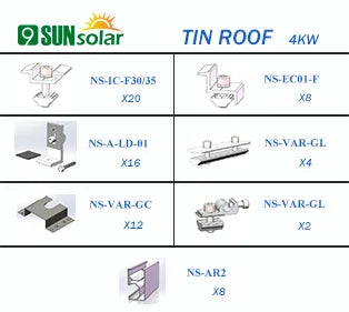 4KW Tin Roof Mounting System NS-Tin-4KW - Art. 7312