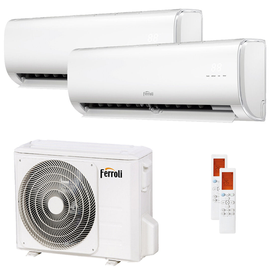 Ferroli Giada 12000+18000 BTU – Multisplit-Klimagerät (2 Innengeräte), 6,8/7 kW, R32, A+/A, WLAN