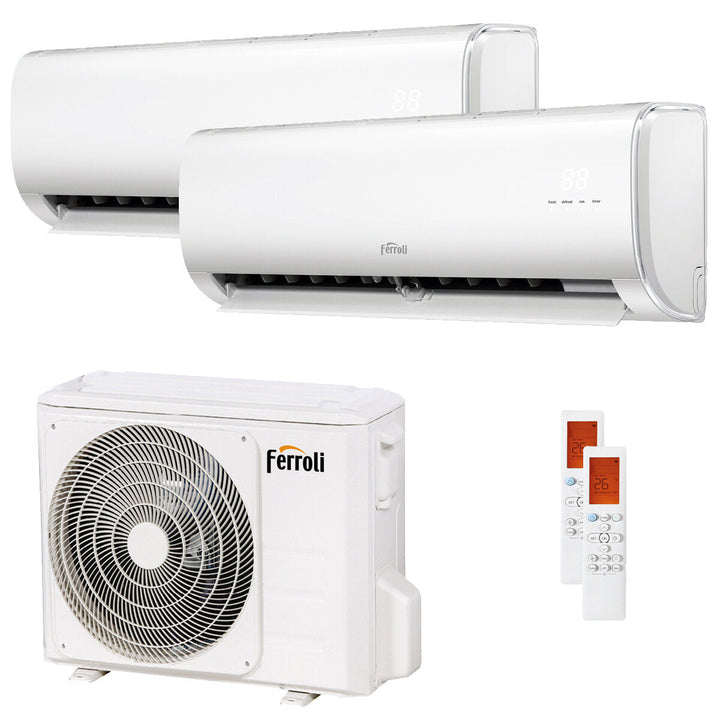 Ferroli Giada 12000+18000 BTU – Multisplit-Klimagerät (2 Innengeräte), 6,8/7 kW, R32, A+/A, WLAN