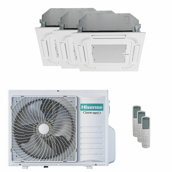 Hisense Kassettengerät ACT 9000+12000+18000 BTU – Multisplit-Klimagerät (3x), 8/9 kW, R32, A++/A+