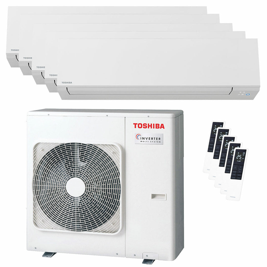 Toshiba SHORAI Edge White 9000+9000+9000+9000+9000 BTU – Multisplit-Klimagerät (5 Innengeräte), 10/12 kW, R32, A++/A+, WLAN