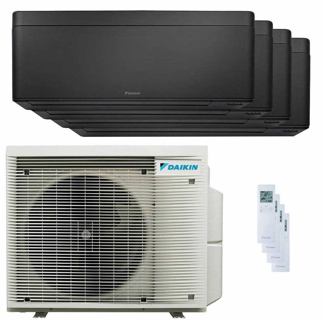 Daikin Stylish Total Black 12000+12000+12000+12000 BTU – Multisplit-Klimagerät (4 Innengeräte), 8/9,6 kW, R32, A++/A++, WLAN