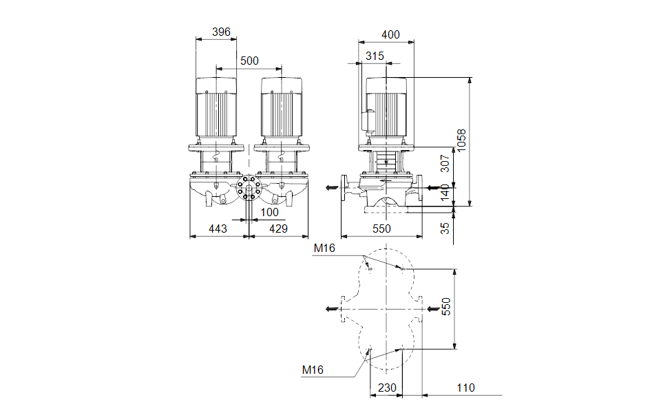 GRUNDFOS Einstufige Inlinepumpe TPD 100-480/2 A-F-A-BQQE-RW1 Art. 96109252