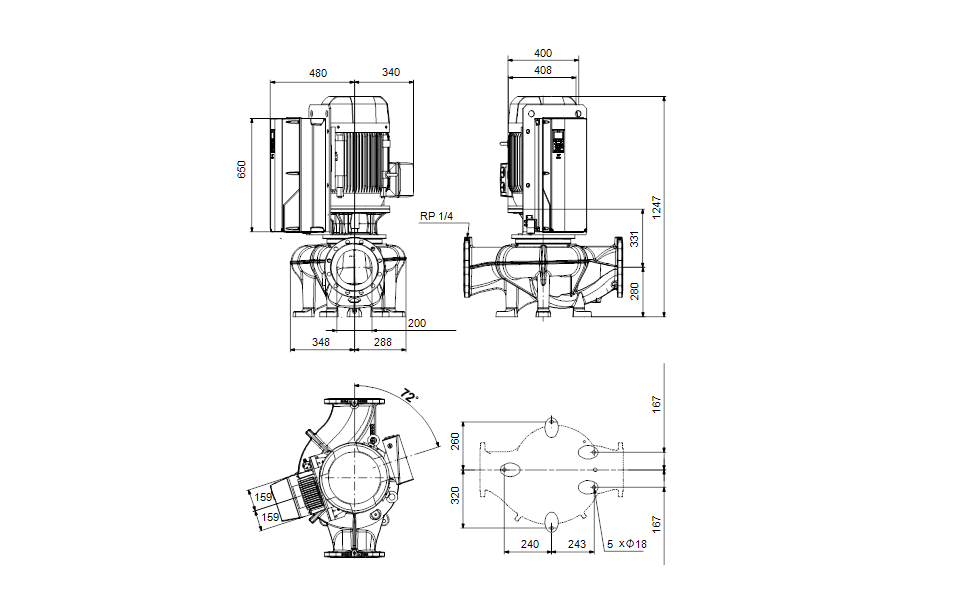 GRUNDFOS Einstufige Inlinepumpe  TPE 200-240/4 NC-A-F-A-BQQE-RW3 Art. 99473953