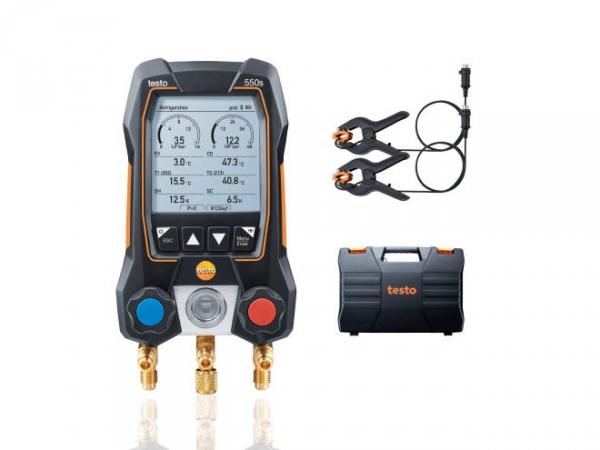 testo 550s Digitale Monteurhilfe 2-Wege, Basis-Set mit Zangenfühlern (ohne Füllschläuche), 0564 5501