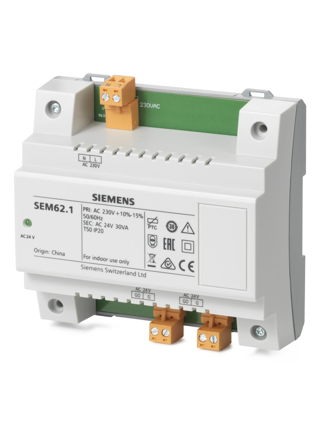 Siemens Hutschienen-Transformator, 230 VAC auf 24 VAC,30 VA