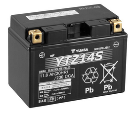 Yuasa High Performance Motorradbatterie YTZ14S-WC / YTZ14S 12V 11,2Ah (AGM Wartungsfrei)