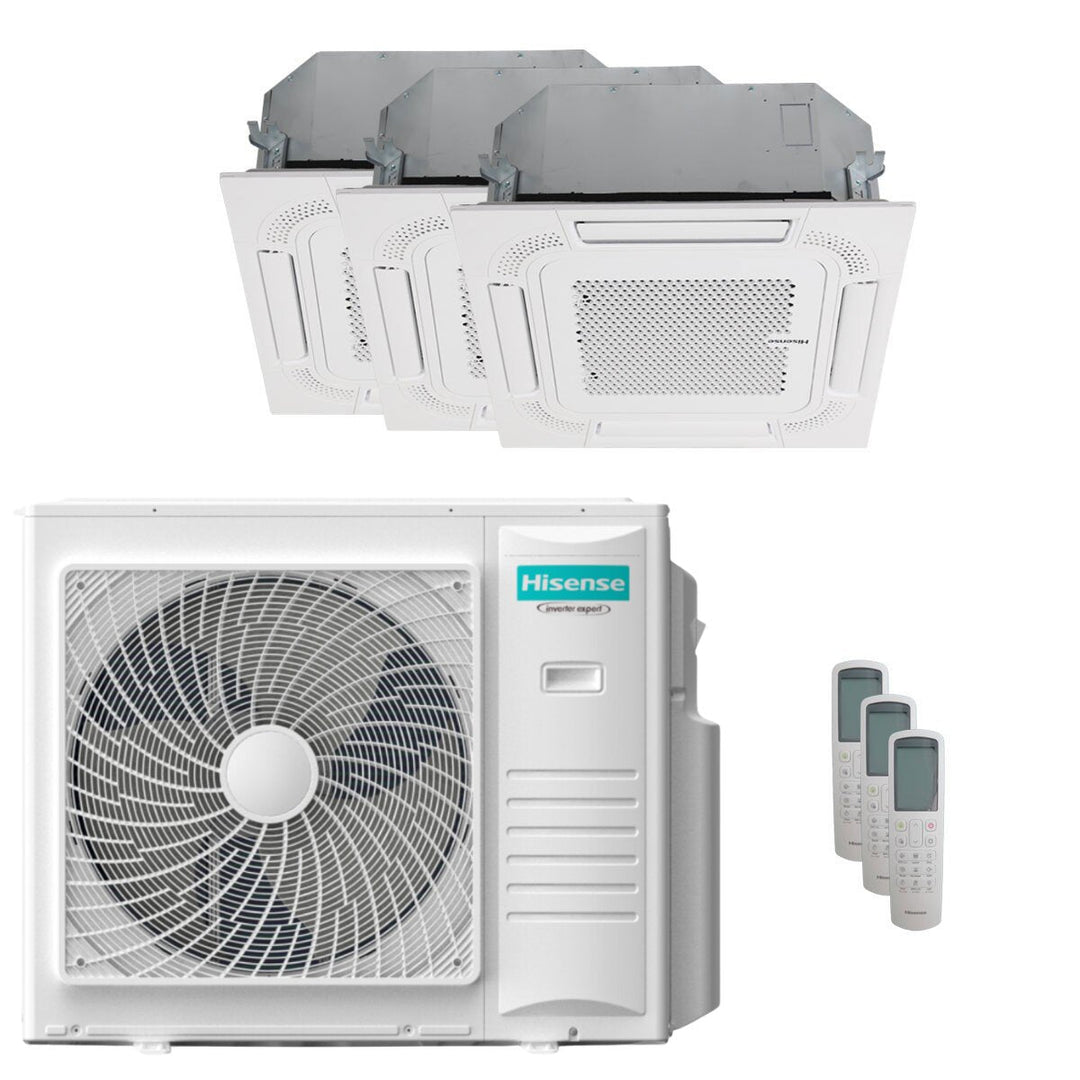 Hisense Kassettengerät ACT 12000+12000+18000 BTU – Multisplit-Klimagerät (3x), 10/11 kW, R32, A++/A