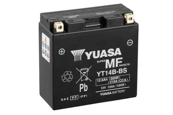 Yuasa Motorradbatterie YT14B-BS 12V 12Ah (12,6Ah) (AGM Wartungsfrei)
