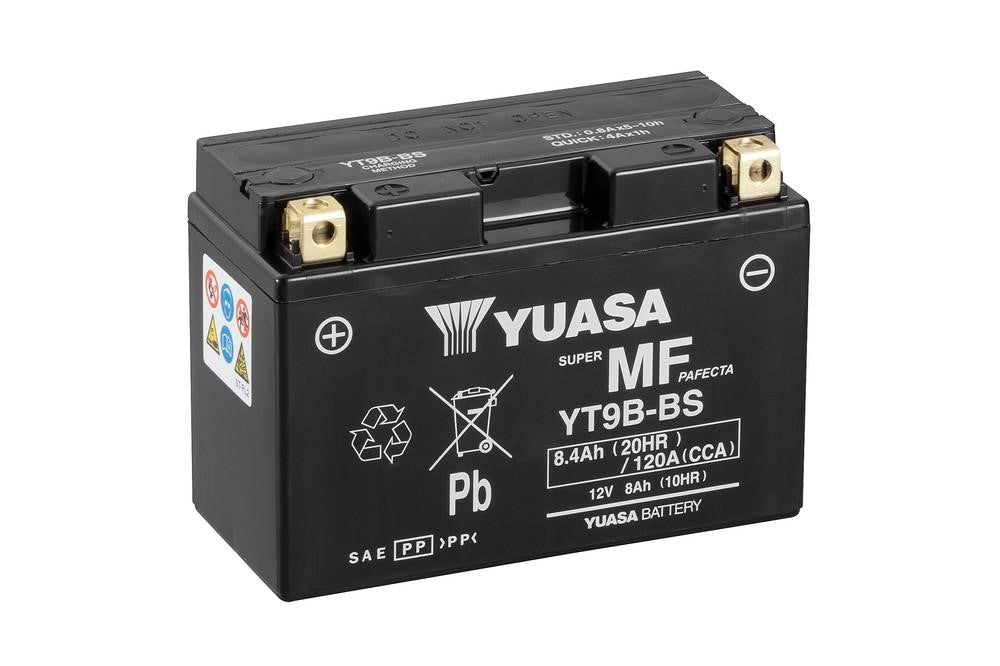 Yuasa Motorradbatterie YT9B-BS 12V 8Ah (8,4Ah) (AGM Wartungsfrei)